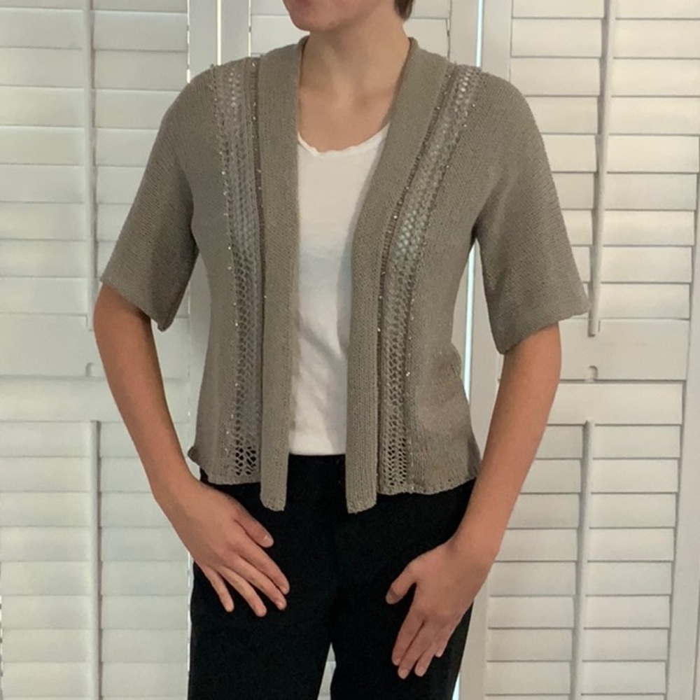 Handmade Bolero Style Short Sleeve Jacket Size S/M - beautiful detail!